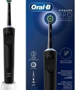 Oral-B Oral B Vitality Pro, Rechargeable Toothbrush with CrossAction Brush Head, 3 Cleaning Modes & 2 Minutes Built-in Timer - Black