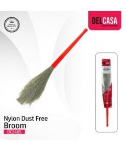 Delcasa 120 cm Nylon Dust Free Broom with a Long Stick- DC2485/ Dual Action, Soft and Flexible Head/ Compatible with All Floor Types/ Wet and Dry Use