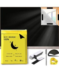 Magic Park Portable Blackout Curtains with Velcro Strips 420D Black Out Fabric Blackout Curtain for Bedroom Living Room Bathroom