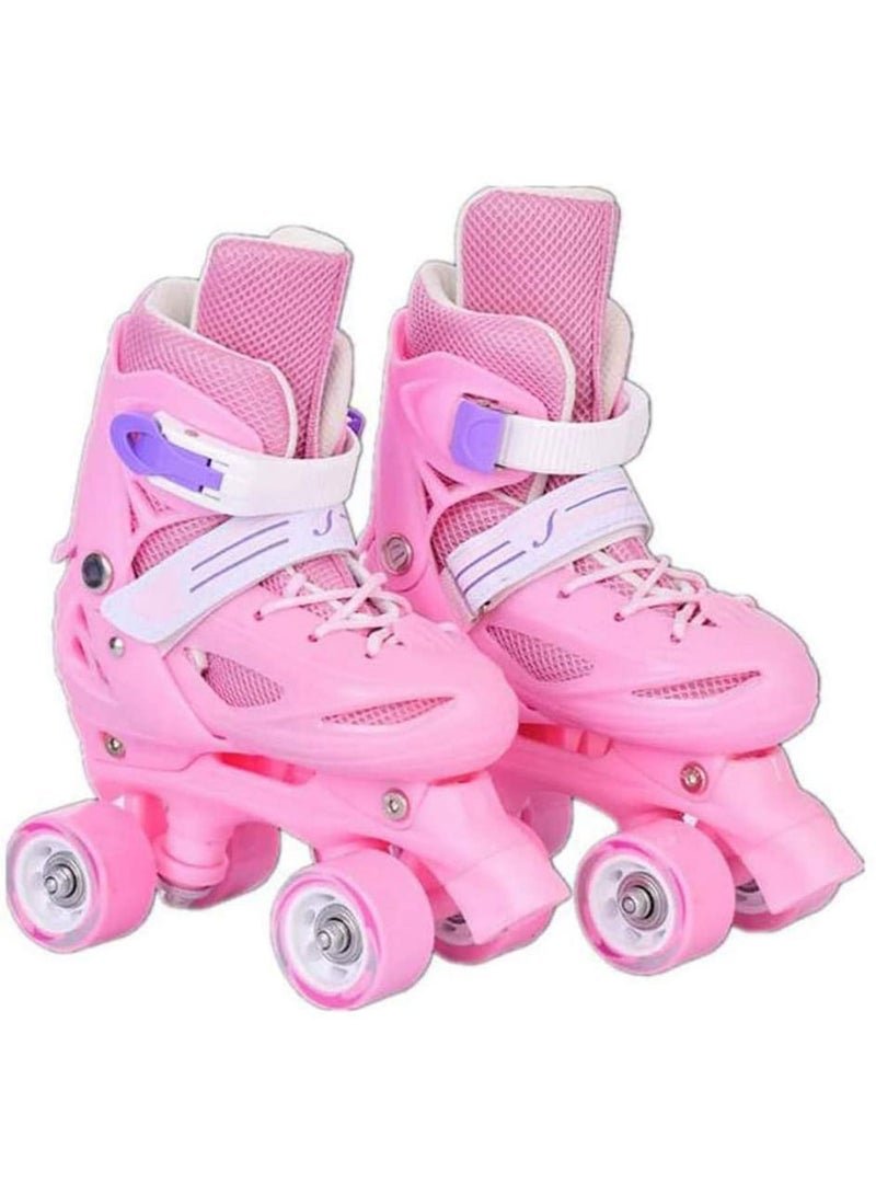 LIMOS Roller Skates Shoes Double Rows 4 Wheels with Adjustable Size AREA for Boys And Girls(Pink)