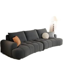 Comfynest Modern Recessed Arm Sofa With Bolster Pillows for Living Room - Anti Cat Scratch Leather, 54 x 110 x 83 cm (Dark Gray)