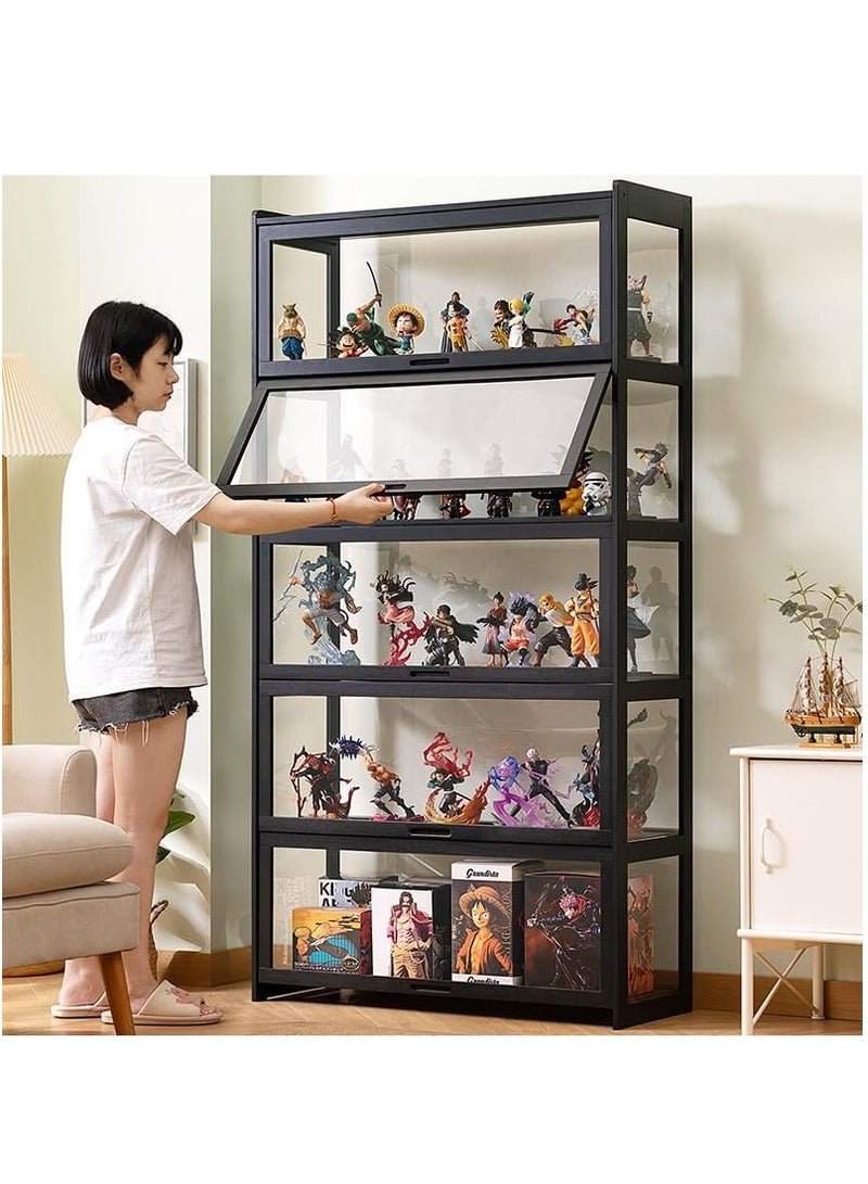 Rubik Display Showcase Cabinet with Acrylic Window Doors & All Sides Transparent For Action Figures, Toys, Awards, Collections Black - Image 4