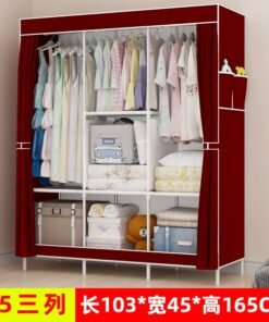 Simple Wardrobe Fabric Steel Frame Single Double Cloth Wardrobe Storage Simple Modern Economical Bedroom Assembled Wardrobe
