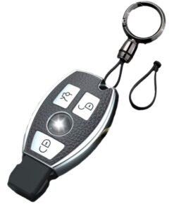 OUYoo For Mercedes Benz Key Fob Cover, Premium Soft TPU Key Case Cover Compatible with Mercedes Benz C E S M CLS CLK G Class Keyless Smart Key Fob， With a key chain.