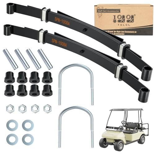 10L0L Heavy Duty Rear Spring Kit for Club Car DS 1981-up Golf Cart, 4 Leafs Spring with Bushings Spacers & U Bolts, OEM# 102006501 1014675 1011149