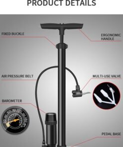 Alternative view of GROIC Bike Pump with Gauge - Portable Bicycle Tire Pump - 160 PSI Bike Air Pump，Multi-function Air Pump for Basketball/Football/Motorcycles/Car