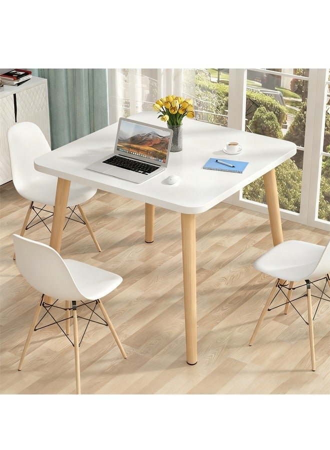 Modern Casual Square Dining Table, Dining Room Kitchen Table, White Solid Wood Dining Table, Multi-Functional Solid Wood Desk, Coffee Table, Office Desk, Applicable for Kitchen Dining Room & Living Room(A Table)