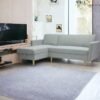 Sulsha New High Quality L Shape Corner Sofa Grey, Lounge Area Sofa, Sofa Bed With Chaise Fabric With Wooden Legs