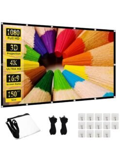XICEN Portable 150 inch Projector Screen Foldable 16:9 HD 4K Movie Anti-Light Projection Screen for Indoor Outdoor Home Theater Office