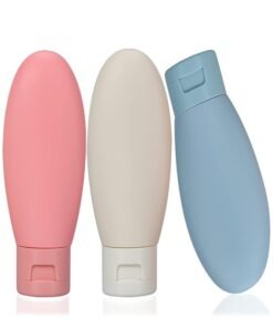 HEVIR 3 Pcs Travel Toiletries Bottles 60 ML - Refillable Shampoo, Conditioner & Body Lotion Dispenser - Empty Squeeze Bottle Containers for Travel, Leakproof and Portable