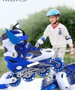 RIOXS Kids Rollerskates,Roller Skating Shoes For Boys,Professional Roller Inline Skates For Beginners,High Performance Roller Skates,Boys Blades Skate With Light-up Wheels,Speed Racing Skates For Outdoor Indoor