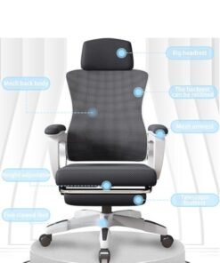 Ergonomic Office Chair, Height and Headrest Adjustable Desk Chair with Lumbar Support and Wheels for Work, Study and Gaming, Swivel Computer Chair for Home and Office (Z1, White)