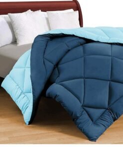 BSB HOME 220 GSM Solid Plain Reversible Summer Microfiber AC Comforter/Duvet| All Season Double Size 3 Layered Quilted Blanket for Double Bed (220 cm x 240 cm, Grey Blue)