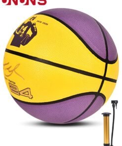UNUNS Basketball,Standard Official Size 7/29.5'' Basketball,Composite Leather Street Basketball,Match Training Sports Ball,Indoor Outdoor Game Match Basketball With Pump For Kids Youth Adults-Purple Yellow