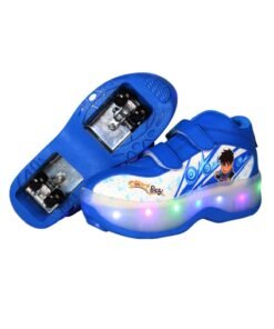 TOTOJOY 2-in-1 Skating Shoes for Kids Children Roller Skate Shoes Kids Sneakers with LED Lights and Rolling Wheels Boys Skating Shoes Foldable Retractable Adjustable Roller Skate Sneakers Sports Shoes with Wheels  Children’s Walking and Skating Shoes