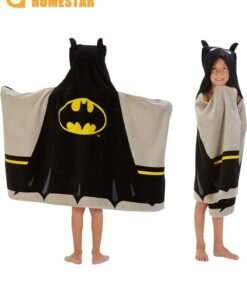 HOMESTAR Soft Batman Kids Hooded Bath Towel, 24*48 Inch, Absorbent Cotton, Cozy Beach, Pool Wrap for Boys and Girls 3-10