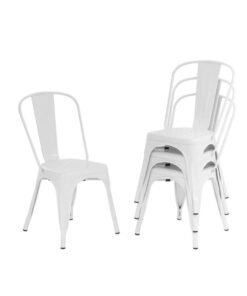 Wooden Twist Stackable Metal Outdoor & Indoor Tolix Side Cafe, Restaurant Kitchen Dining Chair ( Pack Of 1 )