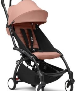 STOKKE YOYO3 Stroller – Black Frame & 6 Months+ Color Pack - Ginger, Lightweight, Compact, Foldable & Travel Friendly Stoller with Padded Seat & Canopy with Viewing Window, UPF 50 Months+ Sun Protection, Stroller for Babies