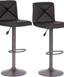 BestOffice Bar Stools Barstools Bar Chairs Heigh Adjustable Swivel Stool with Back Set of 2 PU Leather Kitchen Counter Stools Dining Chairs