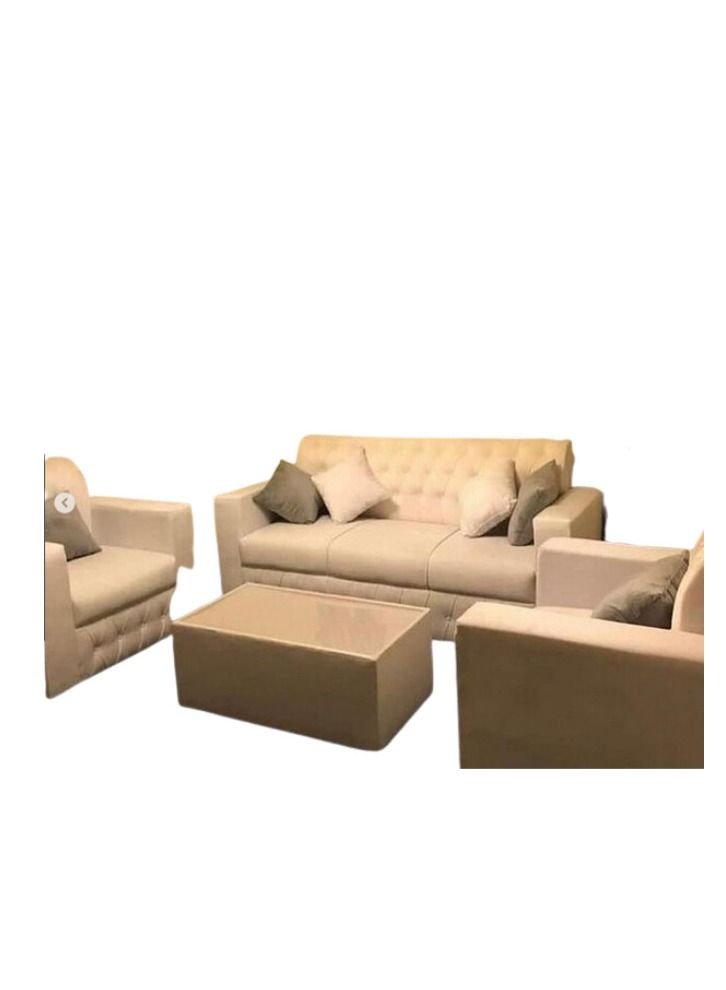 Maharat Al Bahar 5– Seater sofa set With table- 1+1+3- Beige 190x80x80