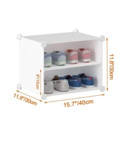 Arabest Shoe Rack 8 Tier Shoe Rack Storage Cabinet - 32 Pair Capacity Plastic Shoe Shelves Organizer, Space-Saving Multifunctional Shoe Storage for Closet, Hallway, Bedroom, Entryway (White Transparent, 16  Cubes) - Image 4