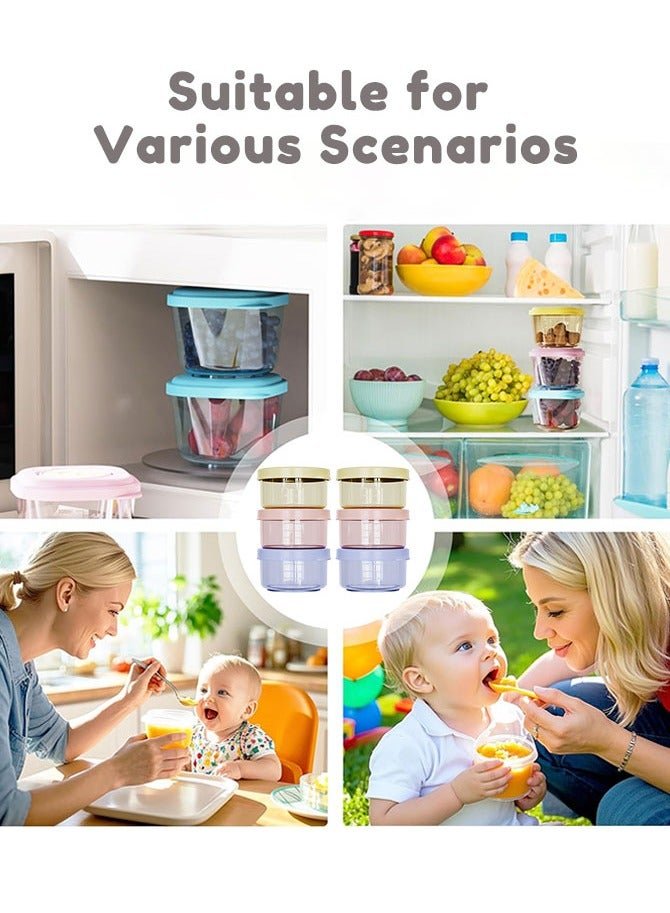 Super ZYouth 6 PCS Baby Food Storage with Lid, Reusable Infant Food Containers Jars, Leak-Proof Snack Container for Infant & Babies, Microwave Dishwasher Friendly, 60ml