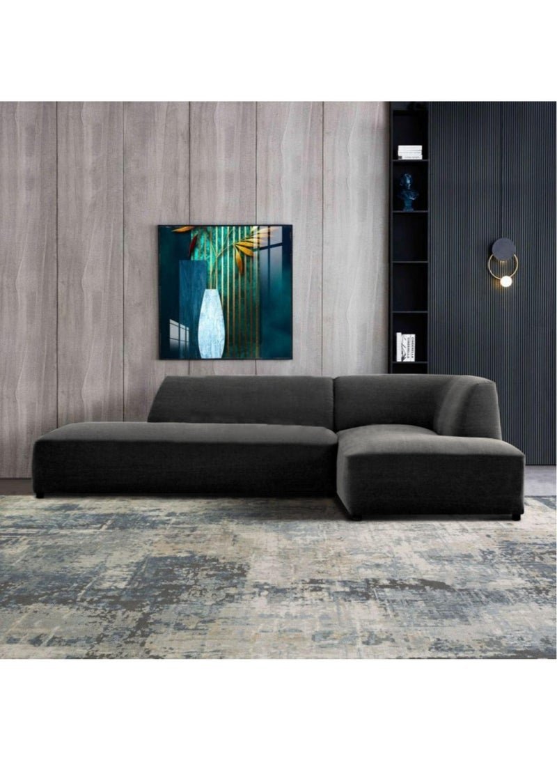 Karnak Arwa L-Shape Sectional Velvet Sofa -BLACK