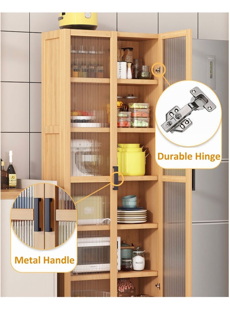 YY-Recheer 6 Layers Kitchen Narrow Cabinet, Bamboo Sideboard Storage Cabinet with Door for Living Room, Cupboard Corner Cabinet for Living Room, Kitchen - Image 4