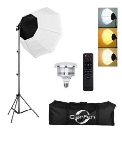 Glanfen Photography Softbox Lighting Kit with 380W 3 Colors Remote LED Bulbs,Soft Boxes and Carry Bag for Video Recording, Portraits Shooting