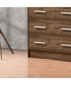 DANUBE HOME Supreme Chest of 5 Drawers – Modern Wooden Storage Unit for Bedroom, Living Room, Entryway – Stylish Drawer Chest for Clothes, Toys, Office, Home Organization - Light Walnut