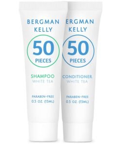 Bergman Kelly  Travel Shampoo and Conditioner Set  05 fl oz 100 Pieces White Tea  Delight Your Guests with Revitalizing and Refreshing Hotel Toiletries and Guest Hospitality in Bulk