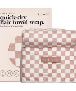 XL Quick-Dry Hair Towel Wrap - Terracotta Checker