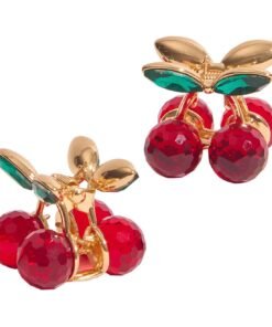 Mini Rhinestone Claw Clips 2pc Set - Cherry