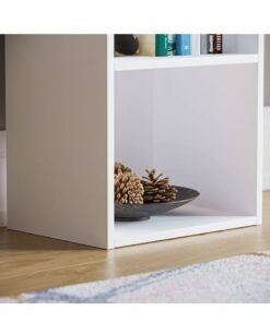 MODERN HOME Modern Slim 2-Tier Bookcase | Tall Narrow Cube Storage Shelf | Vertical Display Unit for Small Spaces | White Finish - Image 4