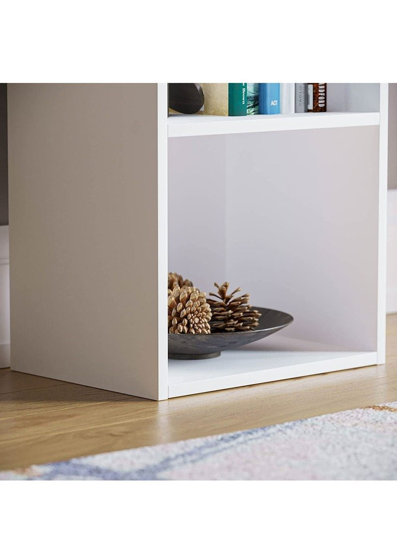MODERN HOME Modern Slim 2-Tier Bookcase | Tall Narrow Cube Storage Shelf | Vertical Display Unit for Small Spaces | White Finish - Image 4