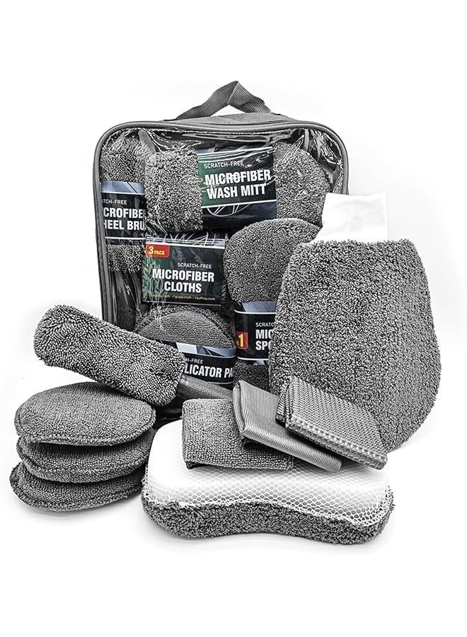 The Bros Car Cleaning Set for Indoor and Outdoor Use, 9-Piece Car Care Set for Indoor and Outdoor Use, Car Wash Set with Tyre Brush, Car Detailing Brush, Car Wash Set for Car Cleaning Interior and Exterior