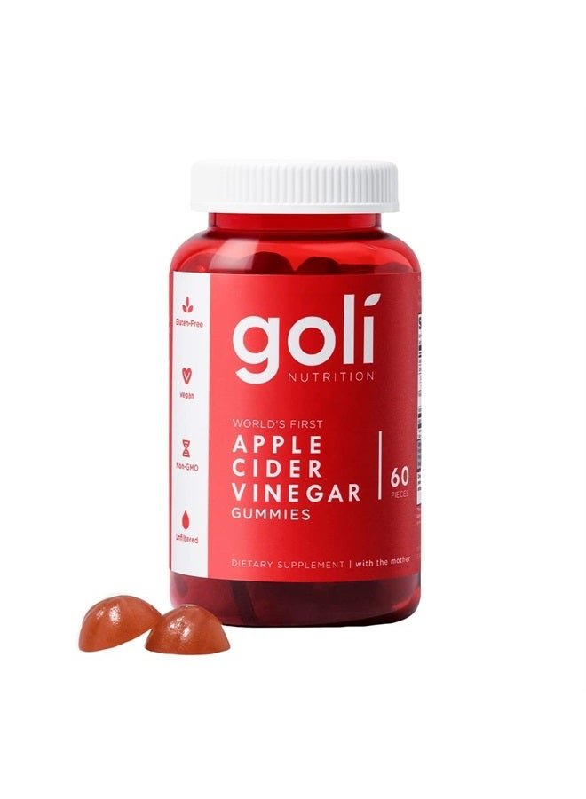 Goli Apple Cider Vinegar Gummy - 60 Count - Vitamin B12, Gelatin, Gluten-Free, Vegan And Non-GMO