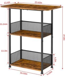 Uptyia Mini Floor Standing Coffee Bar Shelf,3-Tier Small Coffee Table,Corner Farmhouse Coffee Bar Cabinet;Dining Room, Living Room-Capsules,Coffee Maker(Brown+Black)