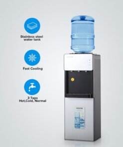 GEEPAS Top Loaded Water Dispenser with Cabinet | Normal, Hot and Cold Function, And 3 Taps| Cold Temperature: 4-12 Degrees Celsius; Hot Temperature: 85-95 Degrees Celsius| Perfect For Home And Office| 2 Year Warranty GWD17039 White