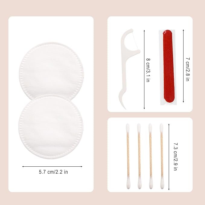LLHQAMT Hotel Vanity Set Hotel Supplies Toiletries Individually Packaged Hotel Vanity Kit With Cotton Pads Cotton Swabs Dental Floss And Nail File 30pack