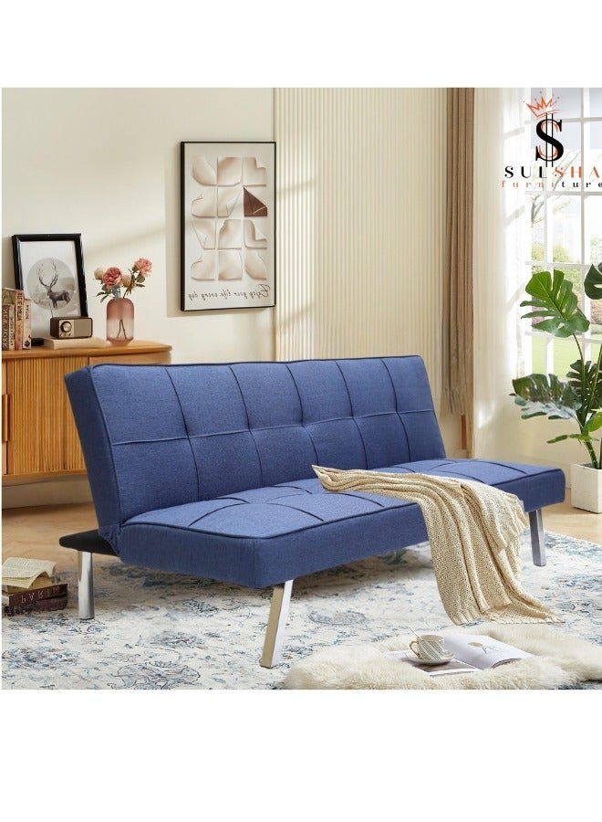 Sulsha Sofa Bed Living Room Fabric Sofa Bed Legs Three Seat Sofa Bed Modern Design Living Room Sofa Blue color