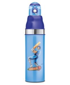 Milton Kids Insulated Stainless Steel Water Bottle - Leak-Proof, BPA-Free with Strap - PU Insulated, Easy Grip, 900ml (Sports Active), Blue