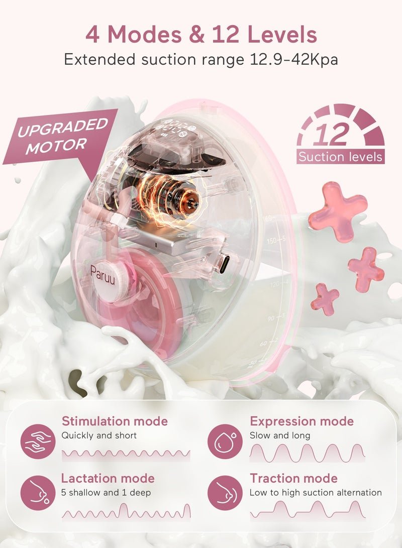 Paruu P20 Electric Hands Free Wearable Breast Pump With Strong Suction, Low Noise, 4 Modes And 12 Levels - Image 2