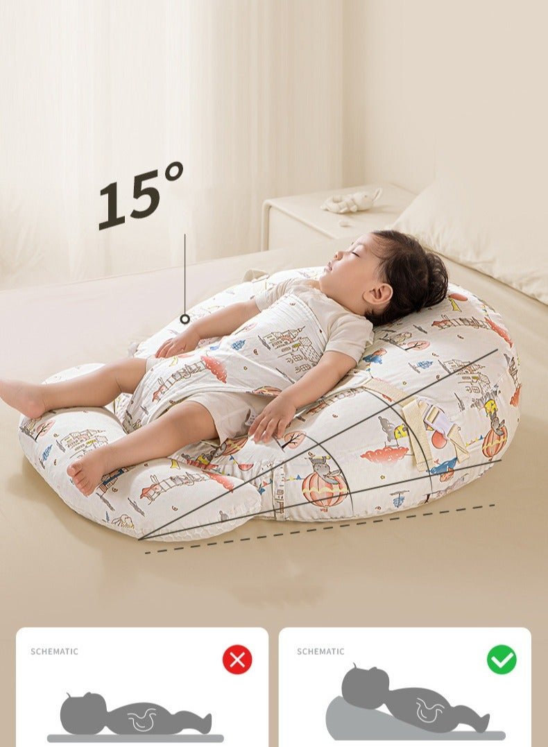 MIXDE Baby Nursery Pillow, Removeable Breastfeeding Pillows, Toddler Bedding, Babies Nest for Sleeping, Anti vomit Milk Headrest for Newborn and Infant, 15 Degree Incline, for Better Night's Sleep