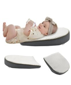 DOOKOO Baby Wedge Pillow Anti-Spit Milk Feeding Pillow for Reflux Sleeping Nursery Infant Square Crib 15 Inclination Mattress With Removable Cover Memory Foam Cotton Wedge Cushion for Newborn Child