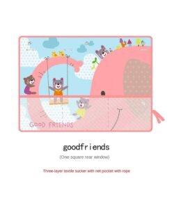 Y&D 20*27.5Inch Car Side Window Sunshade Curtain With Mesh Bag Multi Functional Storage And Sun Protection Storage Bag Cartoon Car Suction Cup Curtains