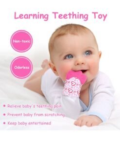 Beauenty 2 Pack Teething Mittens for Baby, Baby Teething Set, Teething Glove, Infant Soothing Pain Relief Mitt Baby Teether Mits for Baby（Rose Red） - Image 4