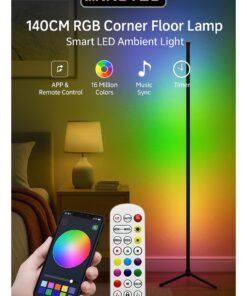 ARNOTEC 140CM RGB Corner Floor Lamp – Smart LED Ambient Light with APP & Remote Control, Music Sync, Timer, Dimmable Nordic Mood Lamp for Living Room, Bedroom, Gaming & Home Decor