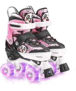 LIMOS Double Row Skating Shoes Panda Design with Lighting Wheel for Beginner