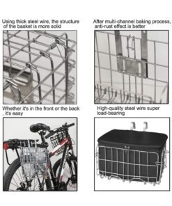 DUNISO Folding Bike Front Basket, Easy Installation On Front Handlebar, Rust Proof Detachable Folding Rear Bike Basket, Mountain Bike Accessories, Bike Frame Basket Silver 33.5*22*20 cm - Image 4